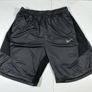 Nike Dri-Fit Black and Grey Striped Athletic Shorts Medium